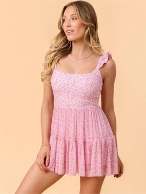 Blogilates Pink Floral Mini Dress